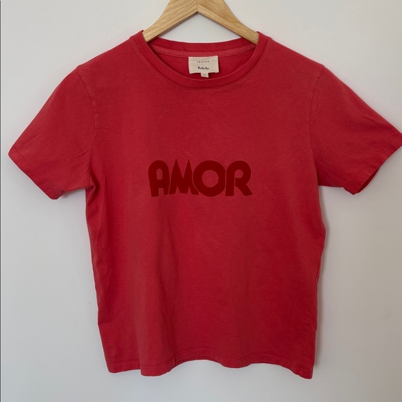 Sezane x Maddy Nye “AMOR” Short Sleeve Tee, Red - Picture 2 of 11